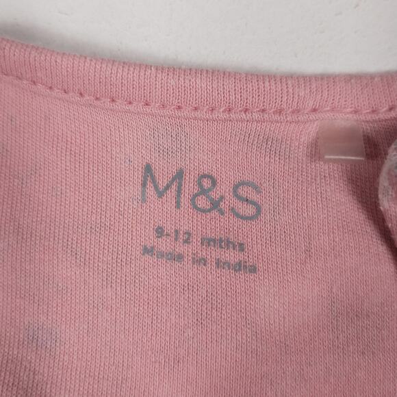 Marks & Spencer Sleeper Baby Girls Sz 9-12m Pink Floral Footie - Picture 5 of 6